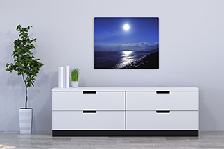 Aluminum metal print hung in a real-world setting